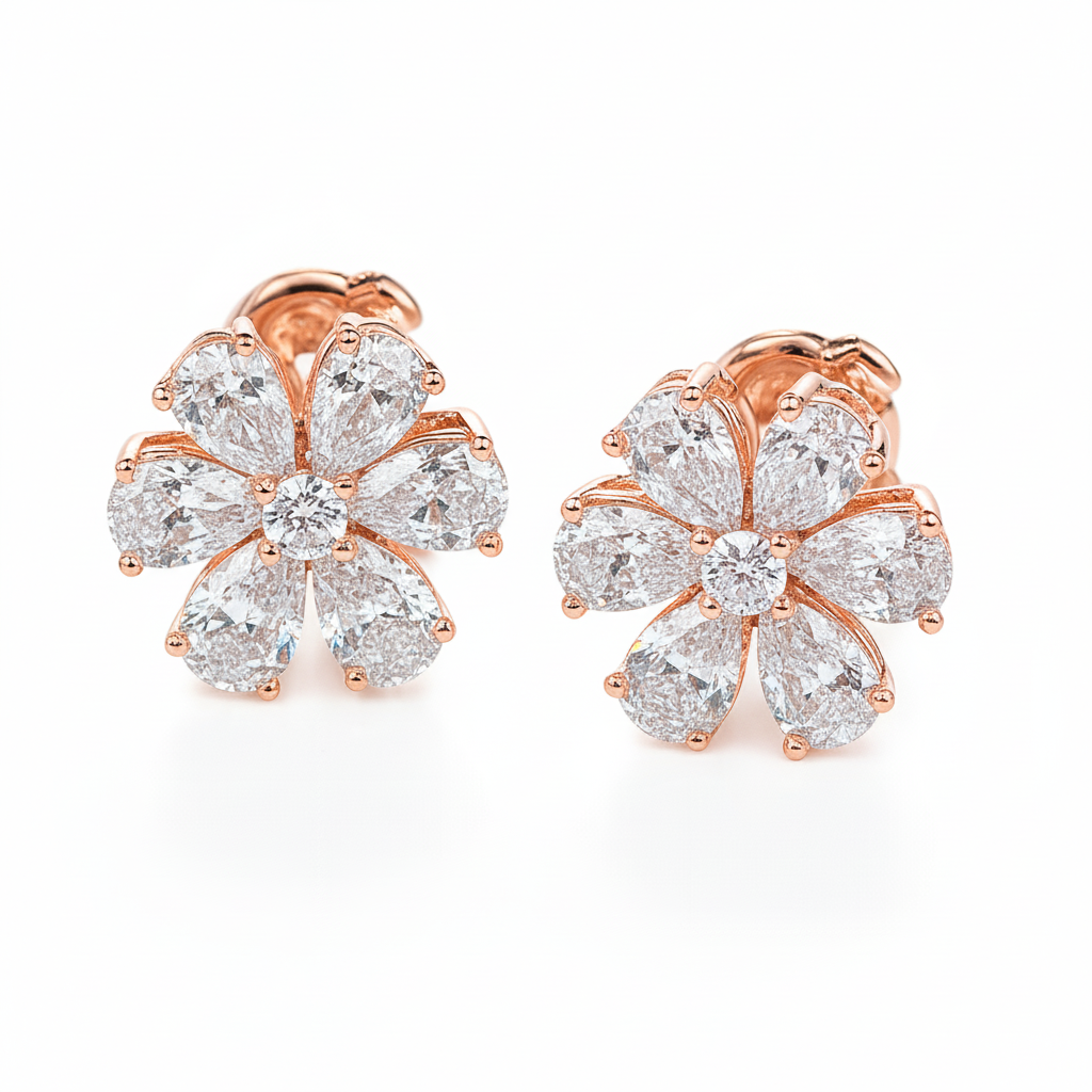 Floral Diamond Stud Earrings