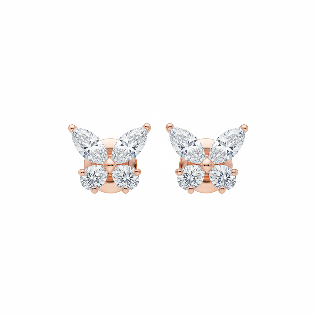 Marquise & Pear Diamond Butterfly Earrings