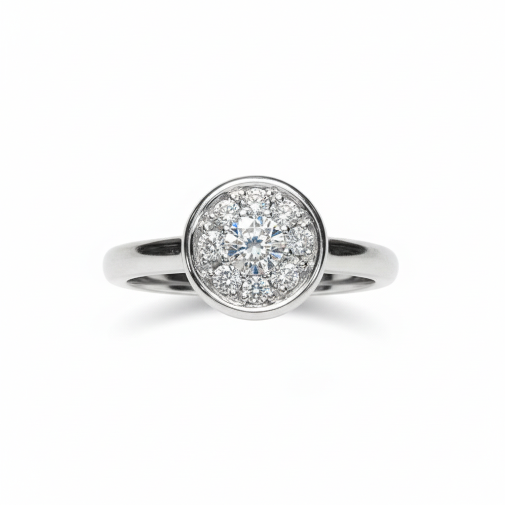 Bezel-Set Diamond Cluster Ring