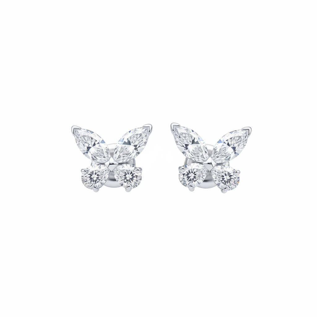 Marquise & Pear Diamond Butterfly Earrings