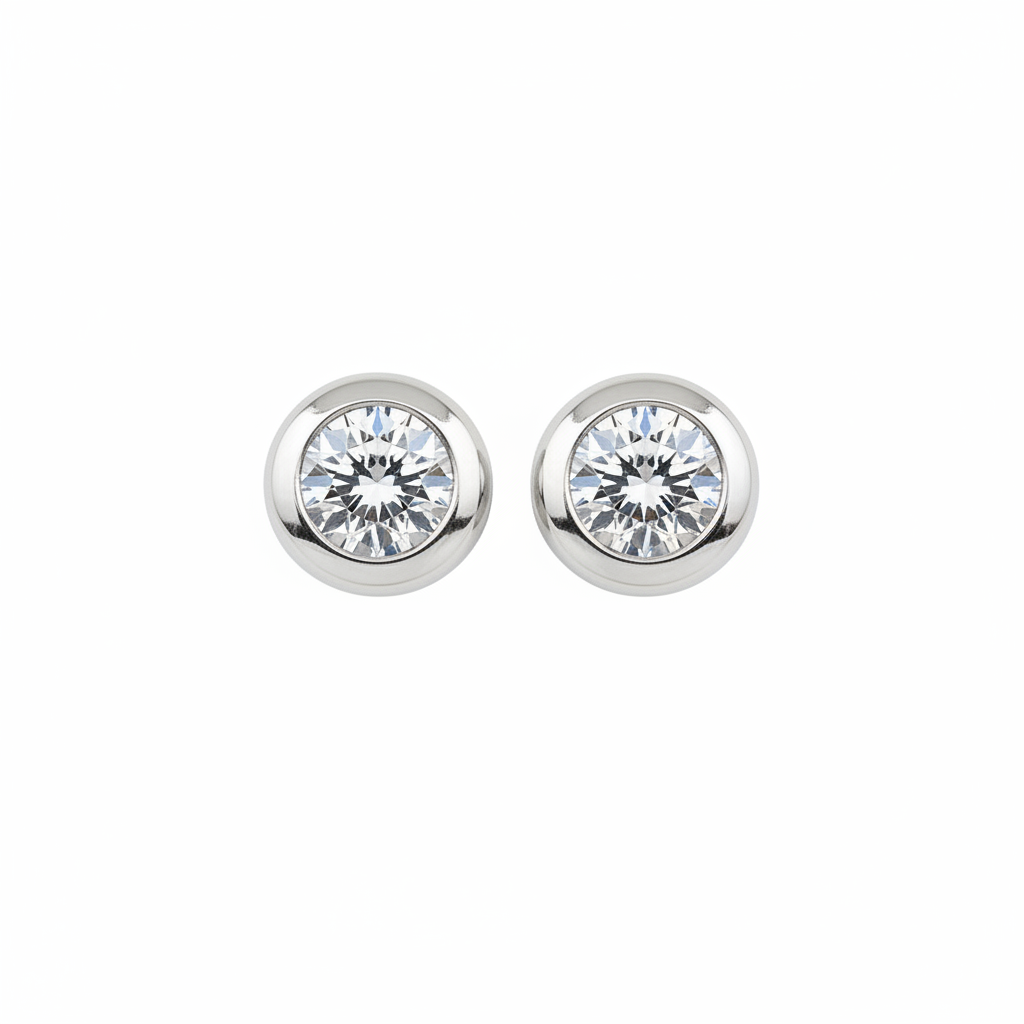 Round Brilliant Diamond Bezel Studs