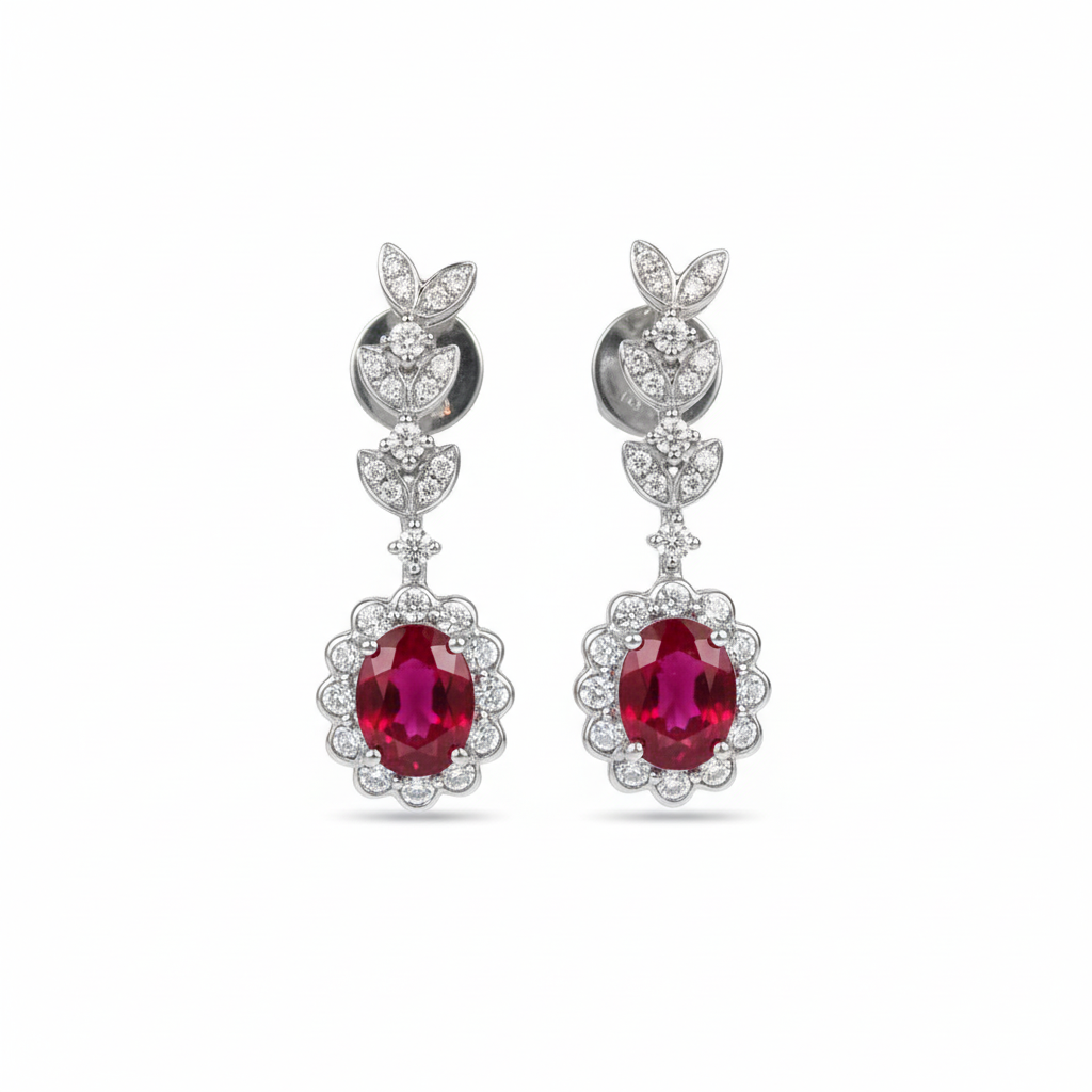 Scarlet Bloom Ruby Earrings