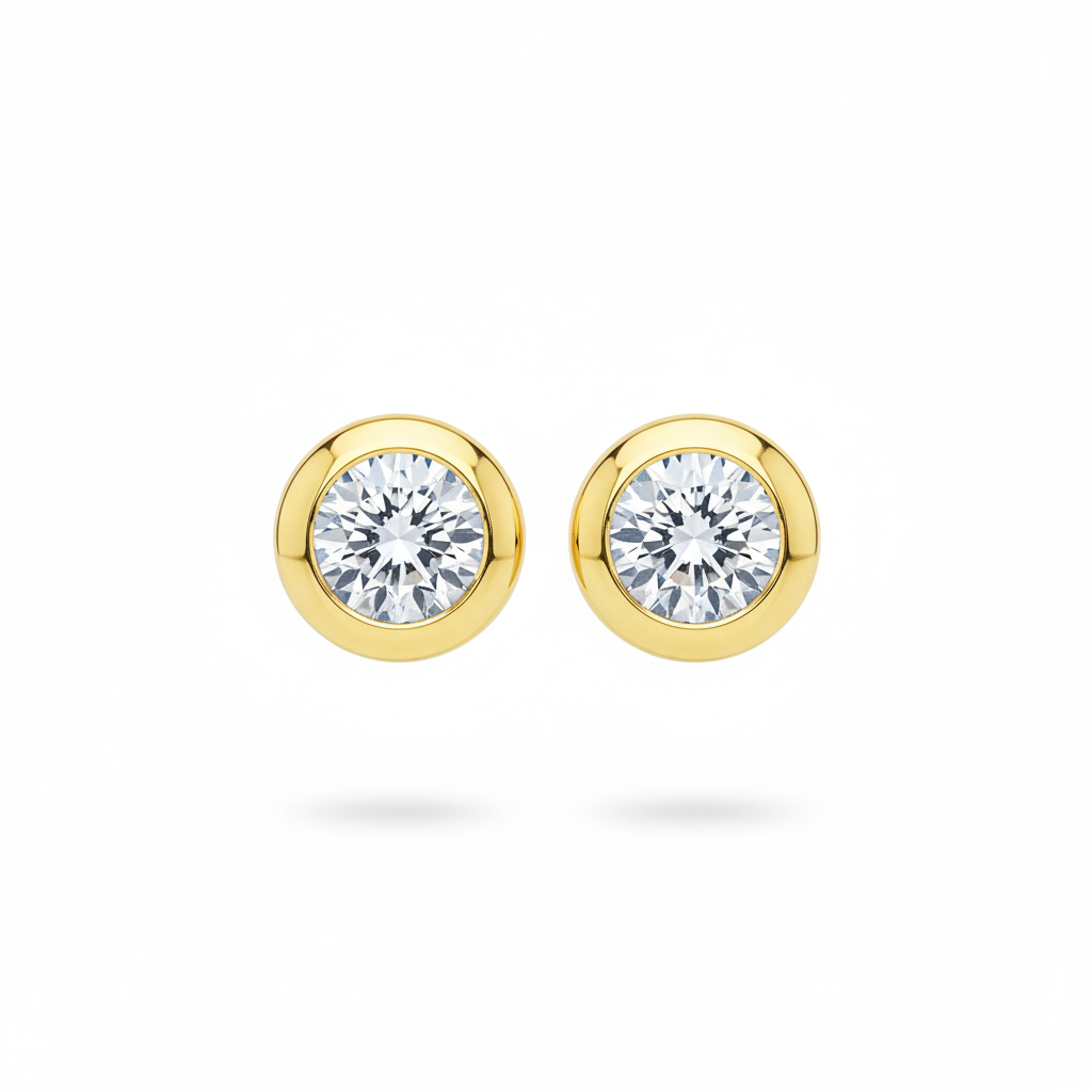 Round Brilliant Diamond Bezel Studs