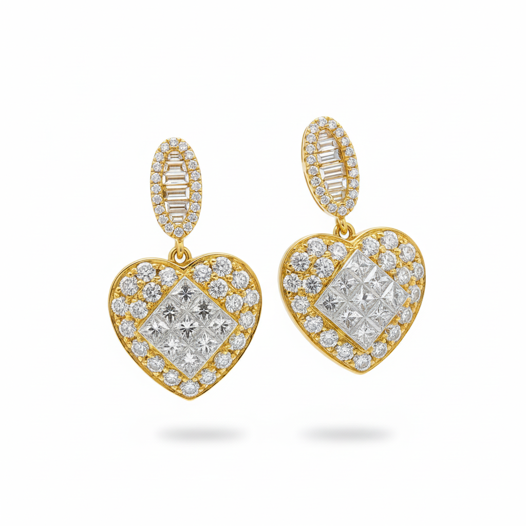Romantic Heart-Shaped Diamond Earrings