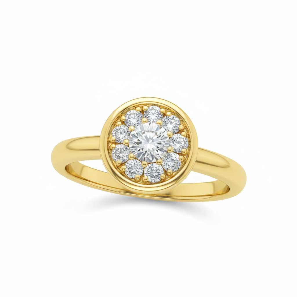Bezel-Set Diamond Cluster Ring