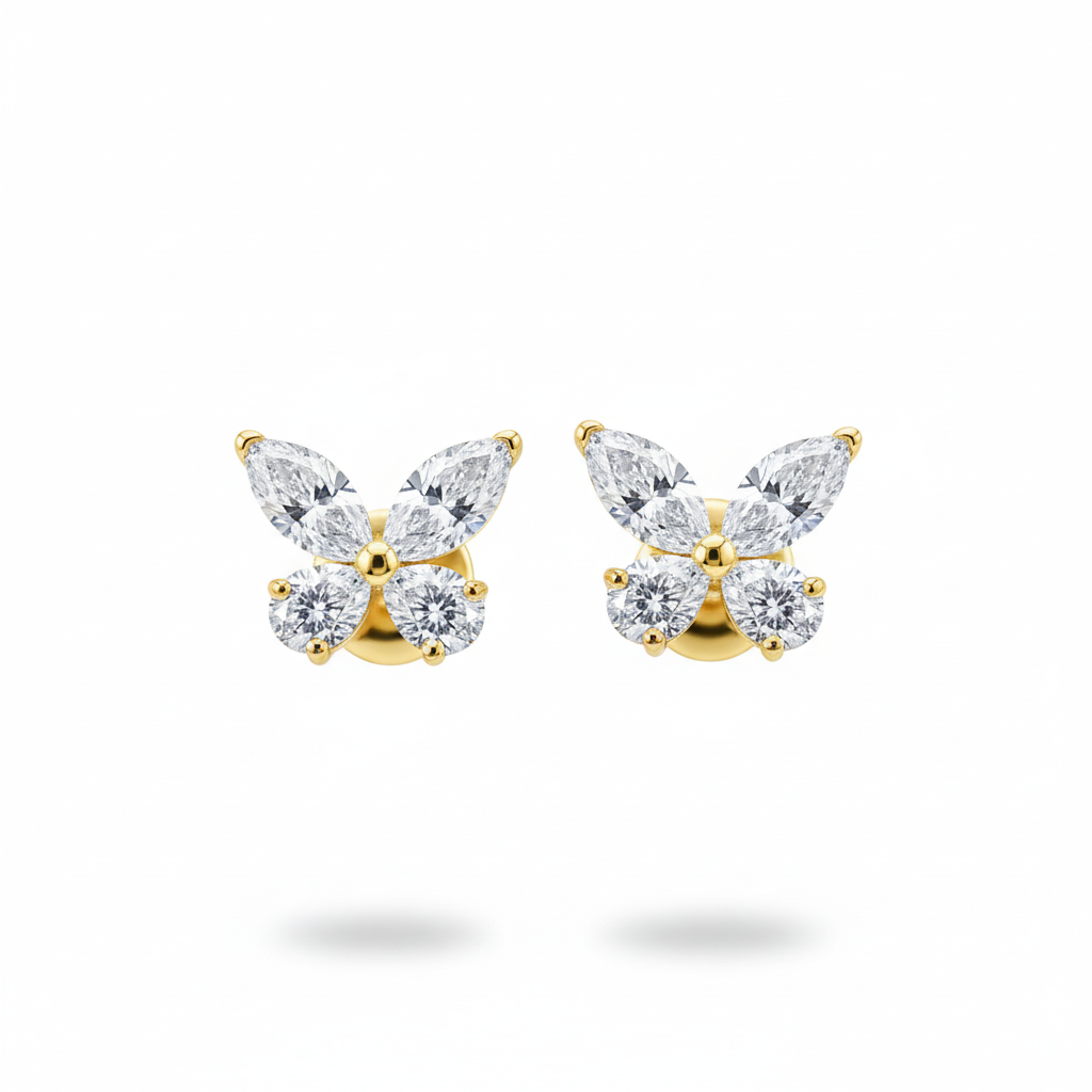 Marquise & Pear Diamond Butterfly Earrings
