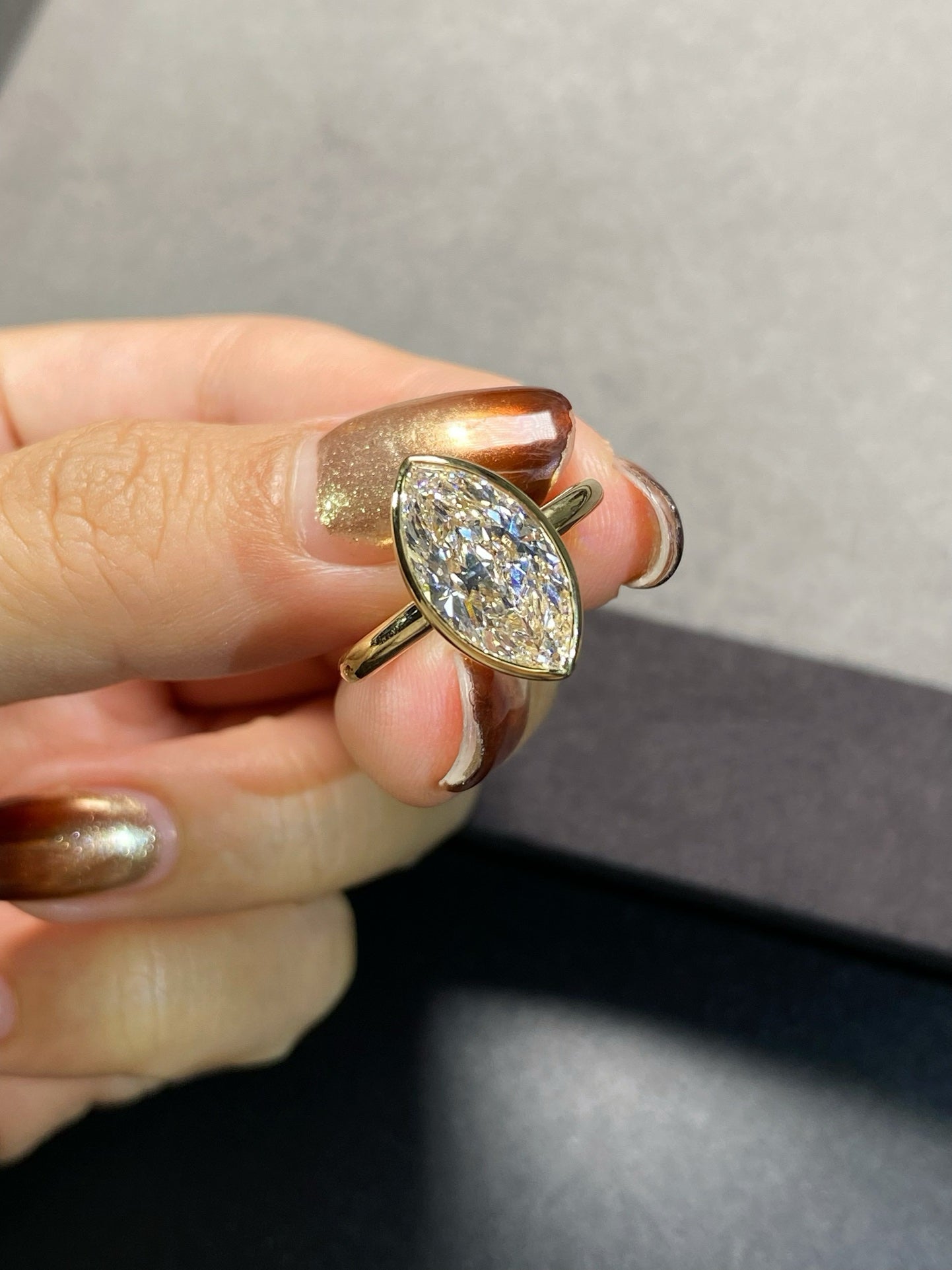 3ct Marquise Bezel Lab Diamond Ring