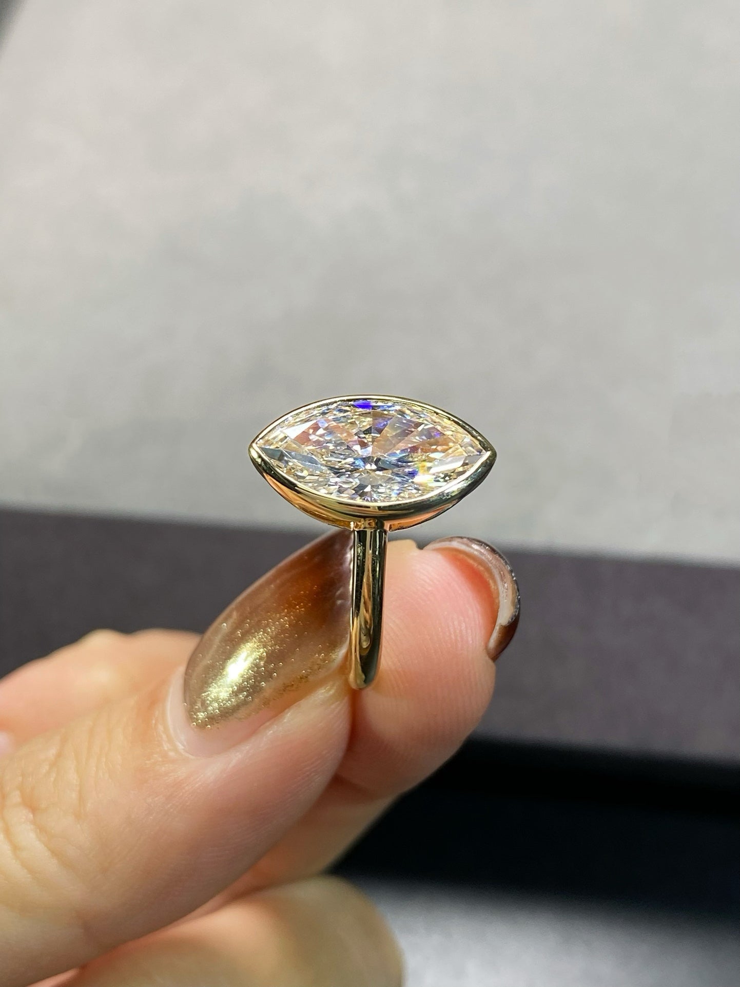3ct Marquise Bezel Lab Diamond Ring